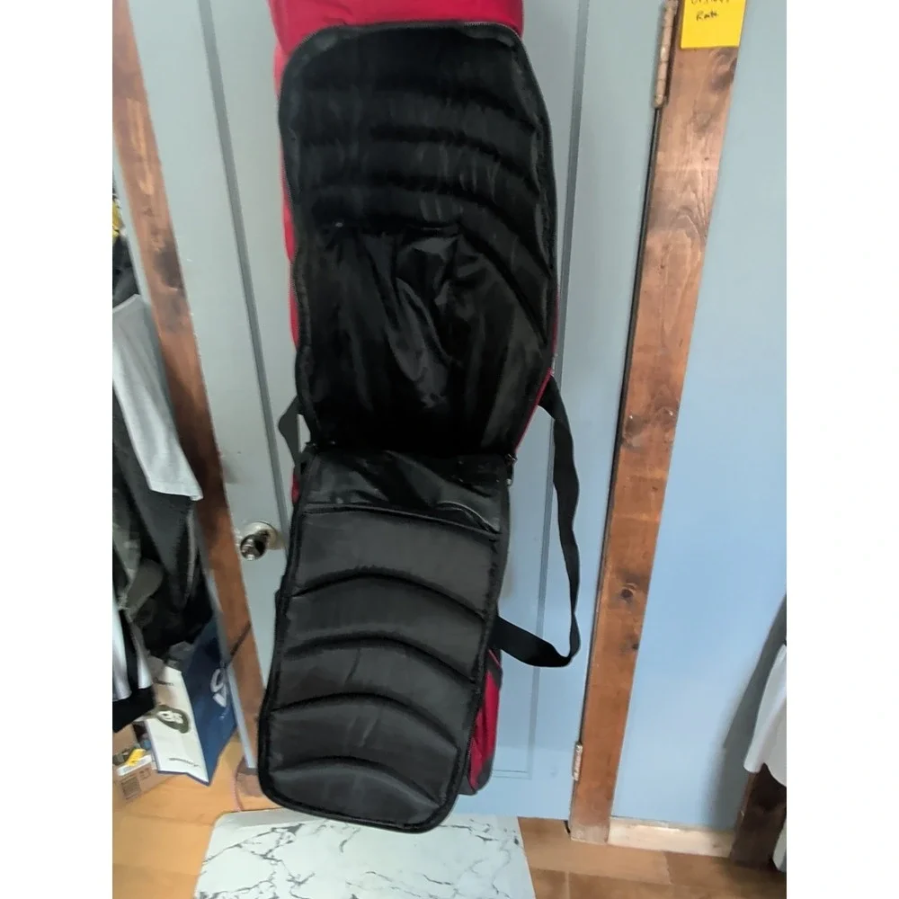 Used Bag Boy Golf Travel Case With Pivot Grip & Wheels - Black and Red